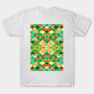 Green and Yellow Scales Pattern T-Shirt